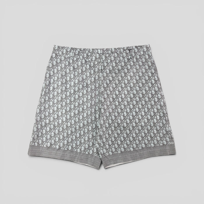 Dior Diamond Oblique Silk Shorts in Blue