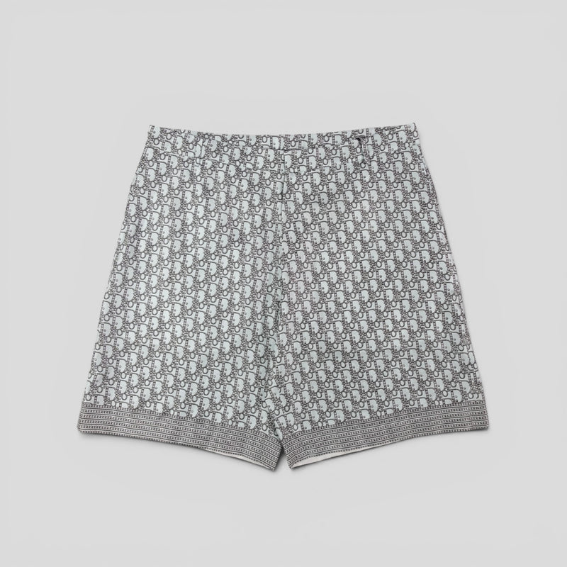 Dior Diamond Oblique Silk Shorts in Blue