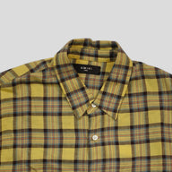 Amiri Splatter Plaid Button Up in Yellow