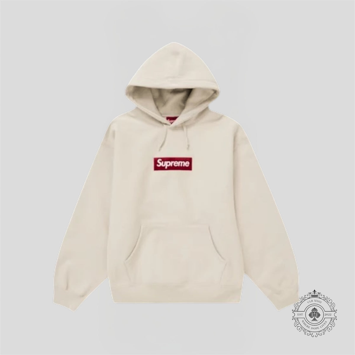 Supreme Box Logo Hooded Sweatshirt in Bone