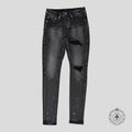 Purple Brand P001 Flannel Patch Skinny Jeans in Aged Black