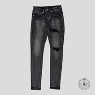 Purple Brand P001 Flannel Patch Skinny Jeans in Aged Black