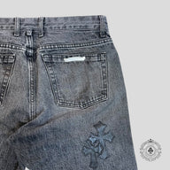 Chrome Hearts Fleur Knee Cross Patch Jeans