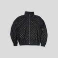 CLB XXIII black Louis Vuitton lamb leather tracksuit jacket featuring an embossed monogram pattern and zip front