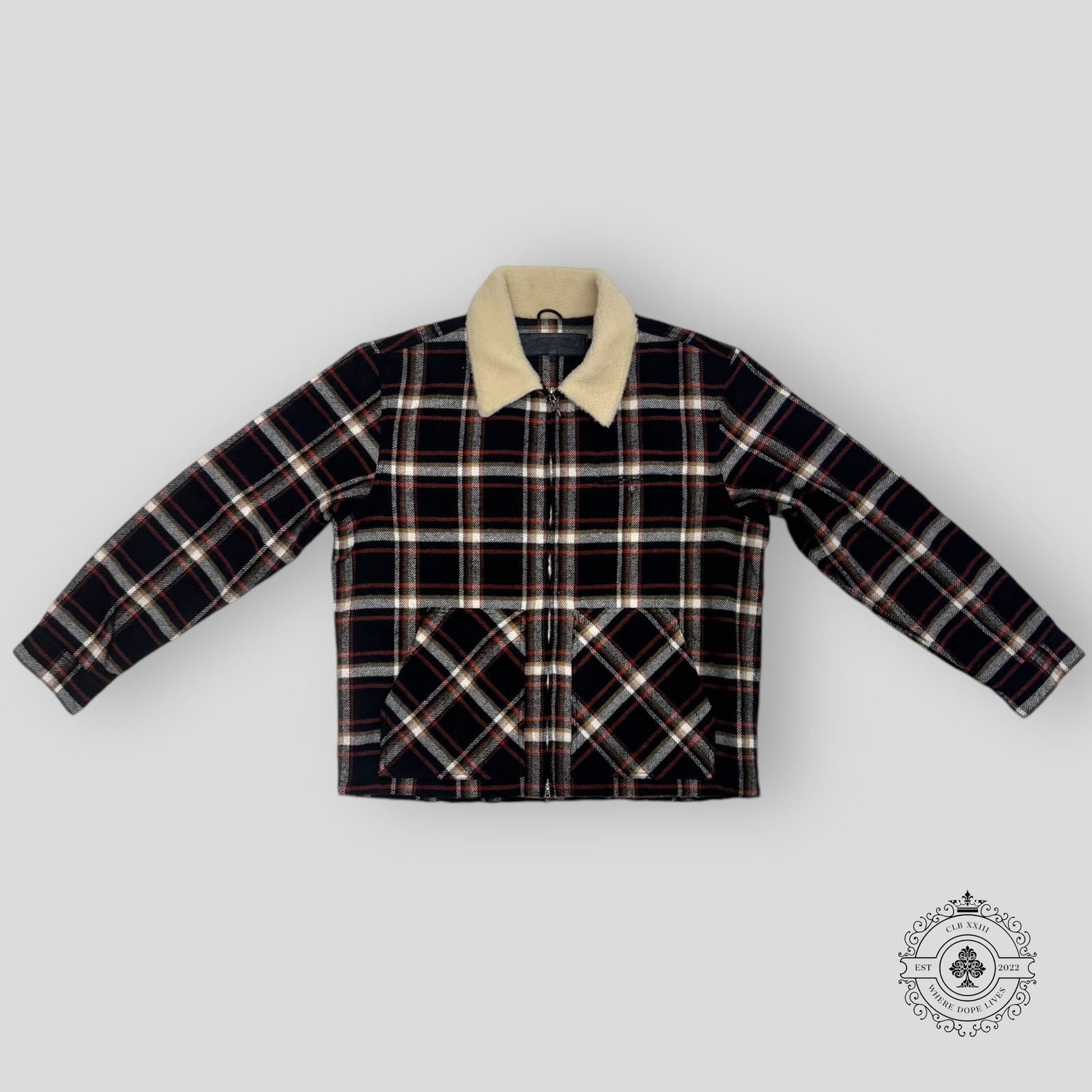 Chrome Hearts Shearling Collar Zip-Up Jacket