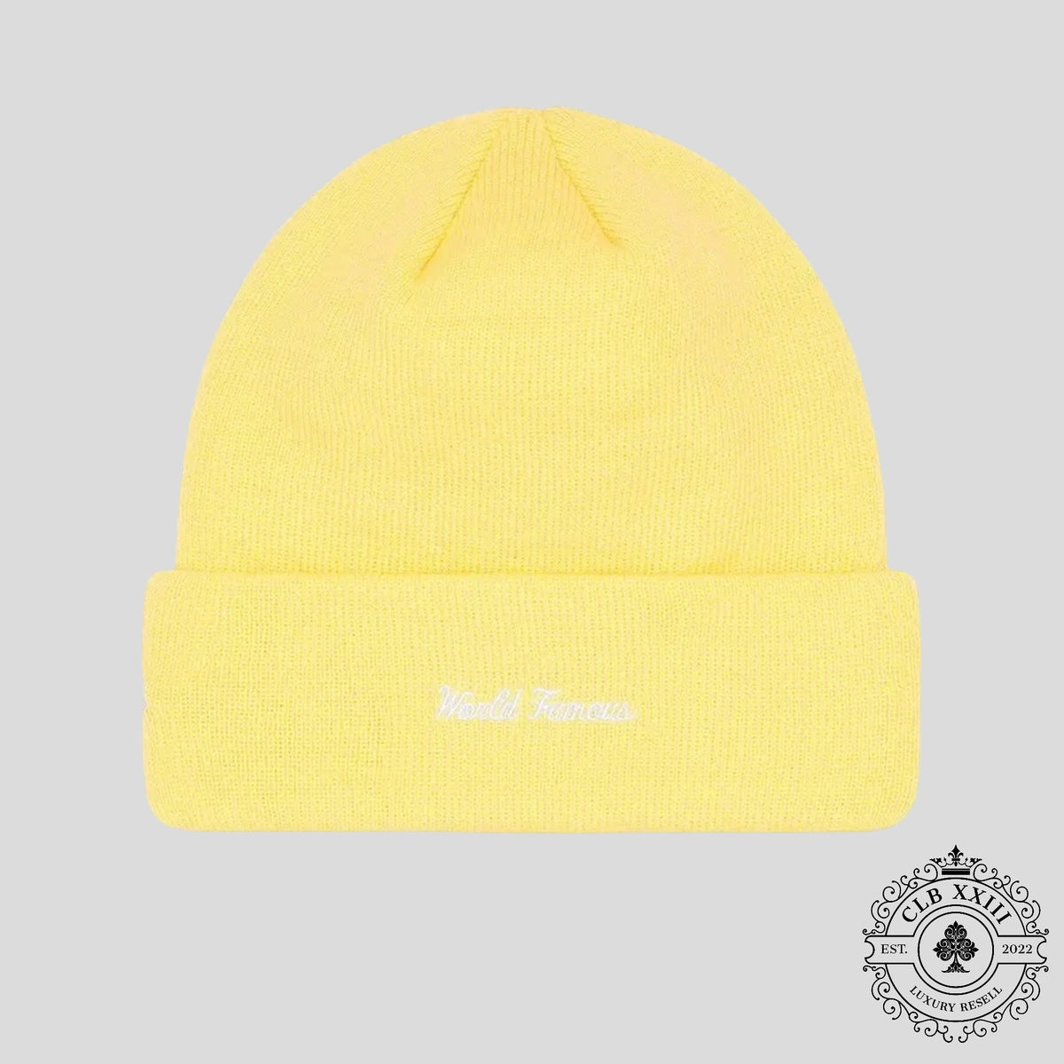 Supreme Box Logo Beanie (FW22) in Pale Yellow