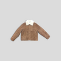 CLB XXIII Louis Vuitton brown monogram shearling jacket with a white fur collar and front pockets