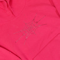 Sp5der Big Rhinestone Hoodie in Pink