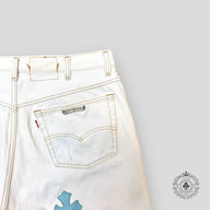 Chrome Hearts Cross Patch Jeans in White / Blue