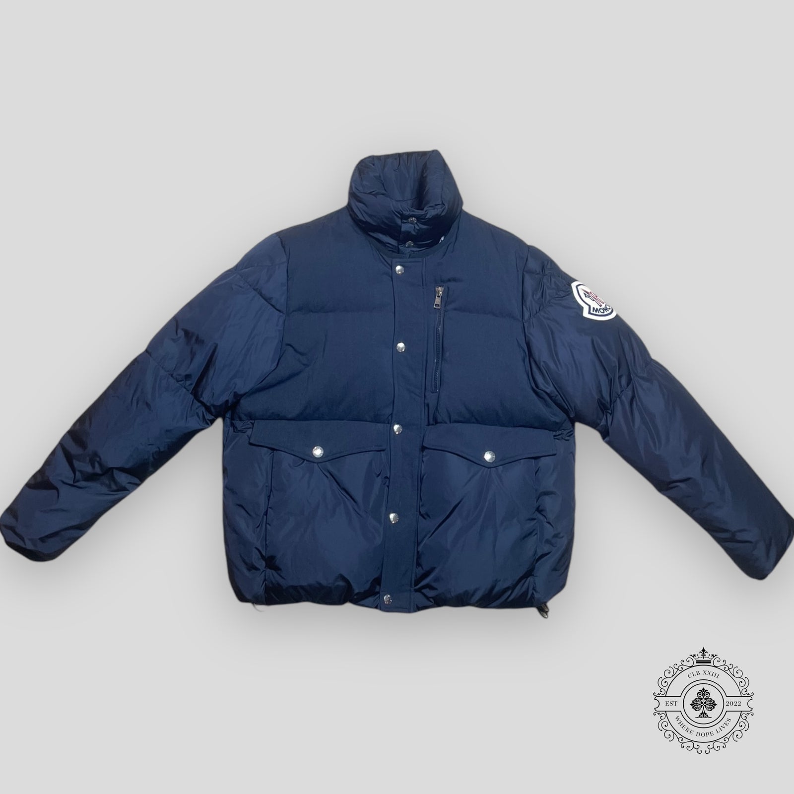 Monclar Qulited Puffer Coat in Navy Blue
