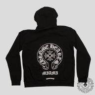 CHROME HEARTS MIAMI EXCLUSIVE HORSESHOE LOGO ZIP-UP HOODIE - BLACK