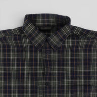 Balenciaga Oversized Cotton Flannel Button Up in Blue/Green