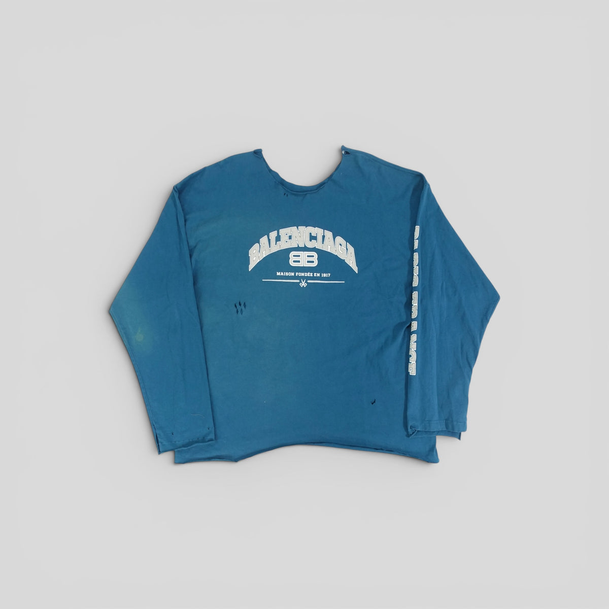 Balenciaga Maison Long Sleeve Tee in Teal