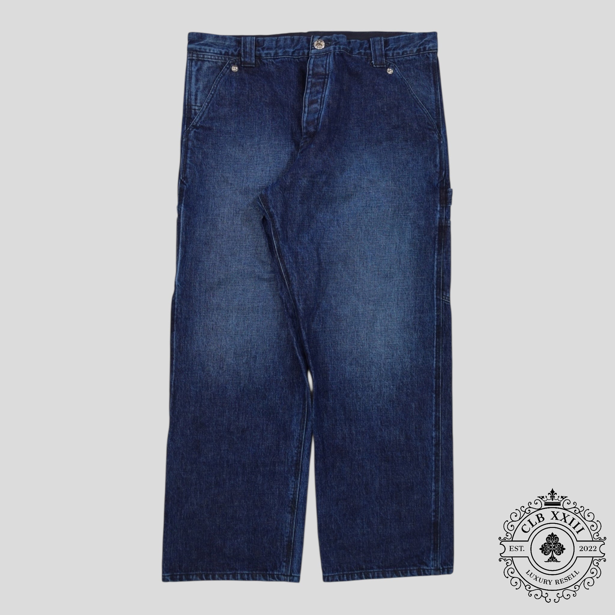 Chrome Hearts Double Turbo Diesel Carpenter Pants in Dark Wash