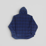Balenciaga Plaid Hooded Button Up in Blue