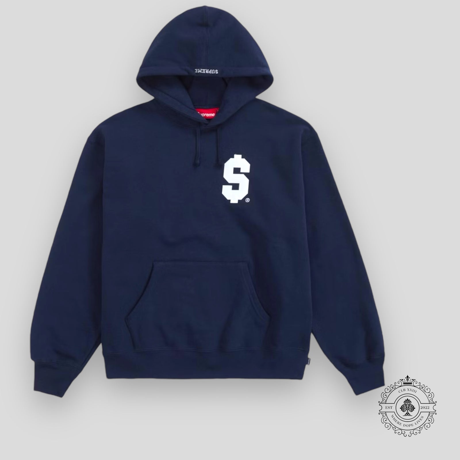 Supreme $ Hoodie in Navy