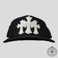 Chrome Hearts Triple Cross Trucker Hat in Black / White