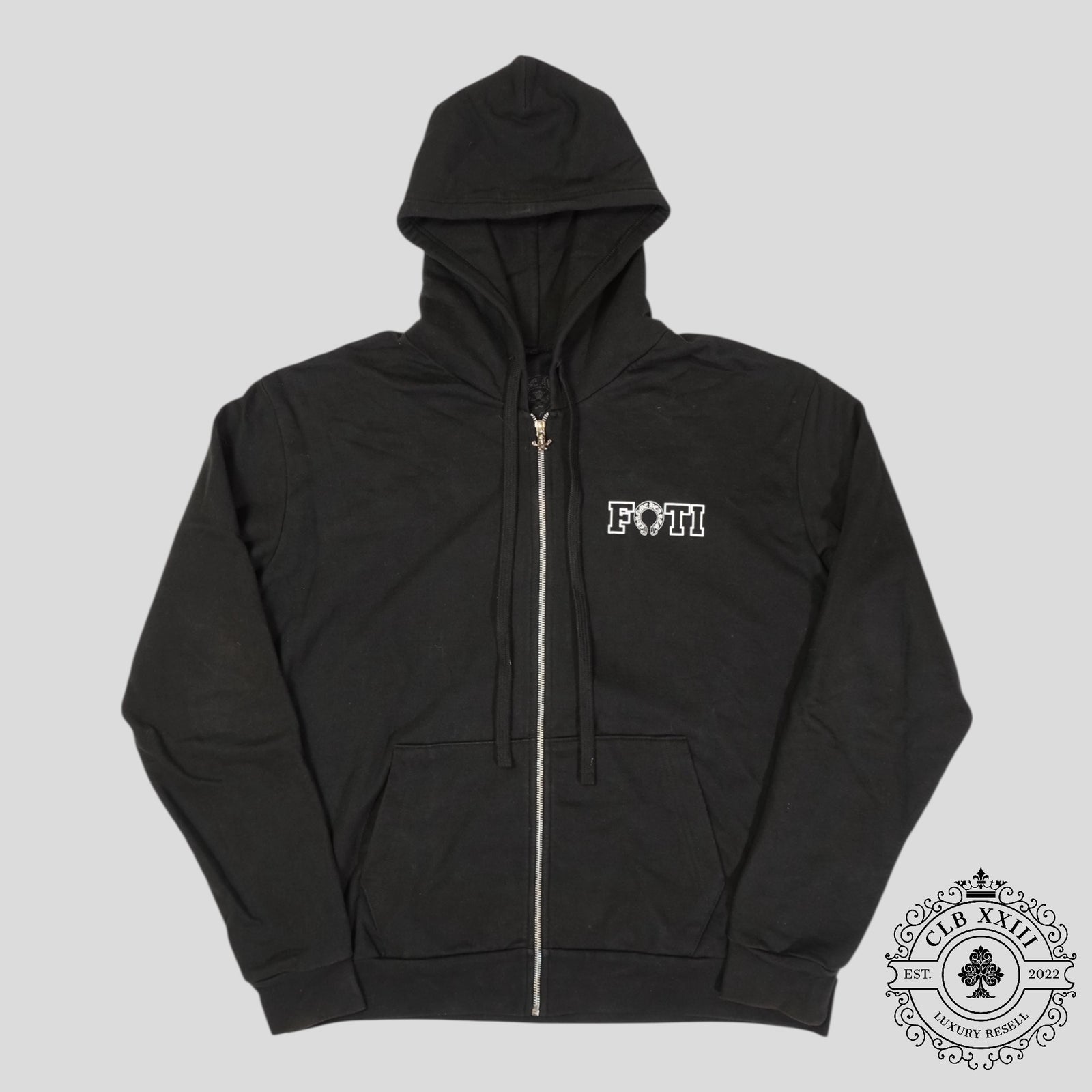 Chrome Hearts Foti Zip Up Hoodie in Black/White