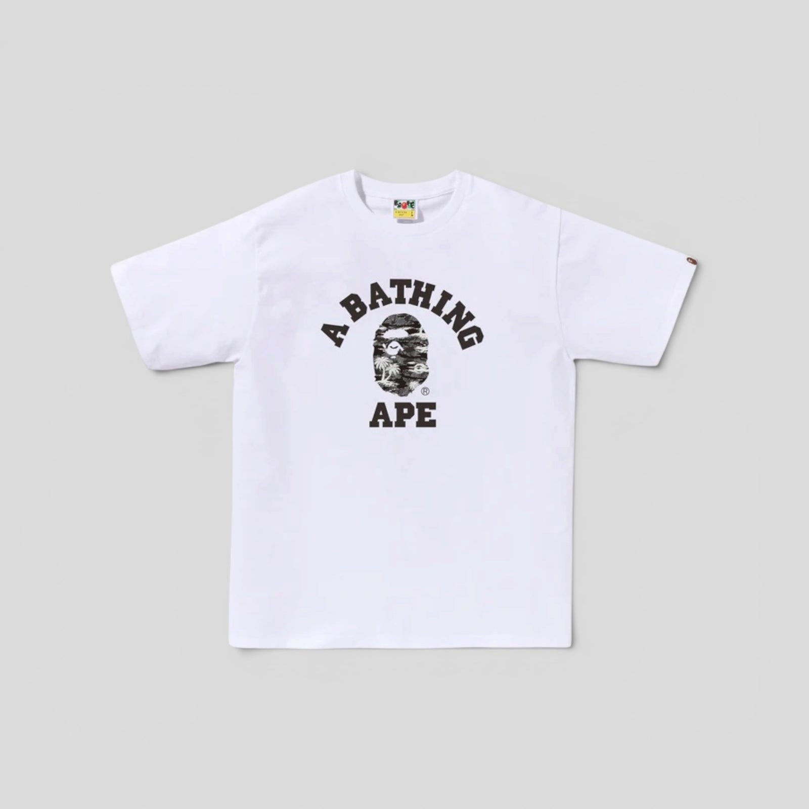BAPE Palm Tree Camo College Tee in White & Black
