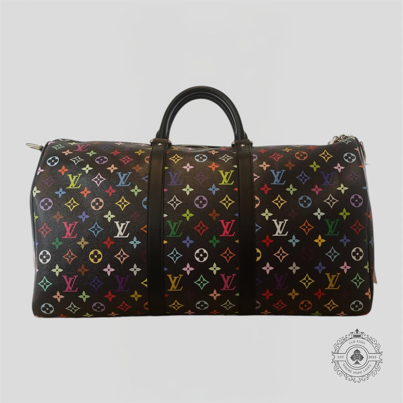 Louis Vuitton x Takashi Murakami Keepall Bandouliere 50 in Black