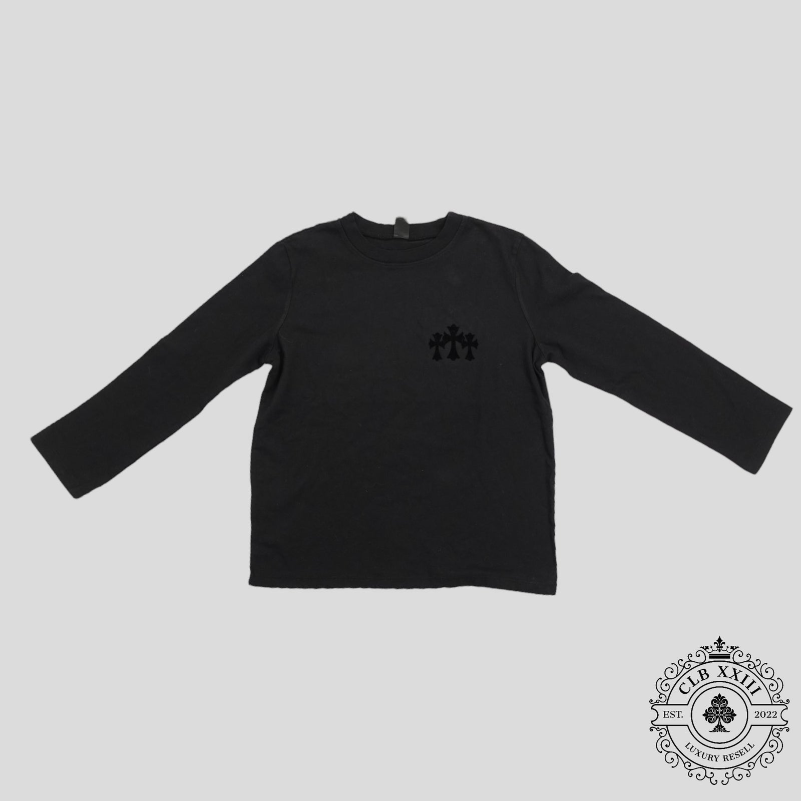 Chrome Hearts Women's Triple Cross Flocked Long Sleeve in Black