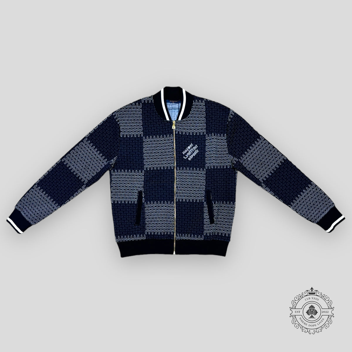 Louis Vuitton Tennis Damier Quilted Cotton Bomber in Navy Blue
