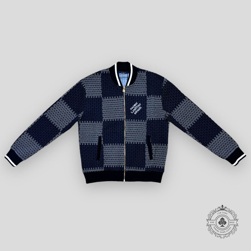 Louis Vuitton Tennis Damier Quilted Cotton Bomber in Navy Blue