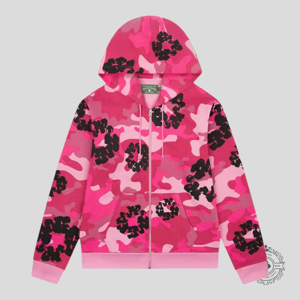 Denim Tears Camo Cotton Wreath Zip Up in Pink