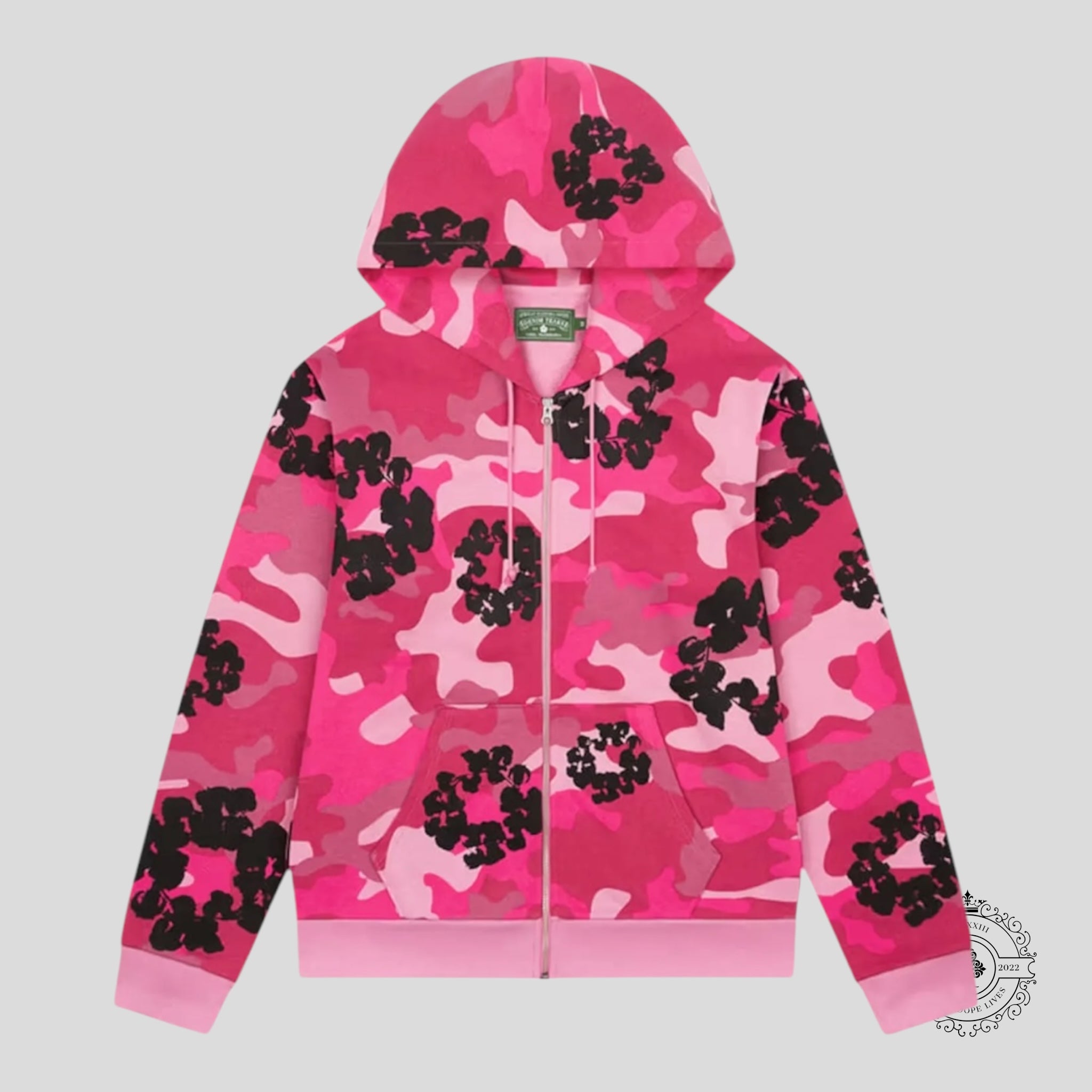 Denim Tears Camo Cotton Wreath Zip Up in Pink