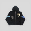 Amiri Varsity Patch Oversized Zip Up Hoodie in Black