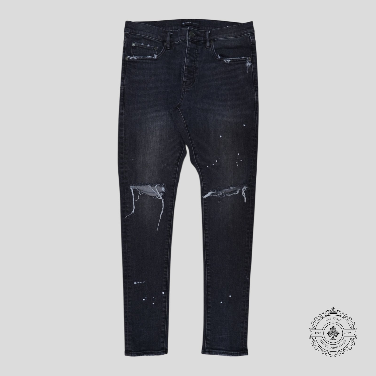 Purple Brand P001 Painter Skinny Jeans in Aged Black - Preowned