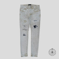 Purple Brand P001 Flannel Patch Skinny Jeans in Khaki - Preowned
