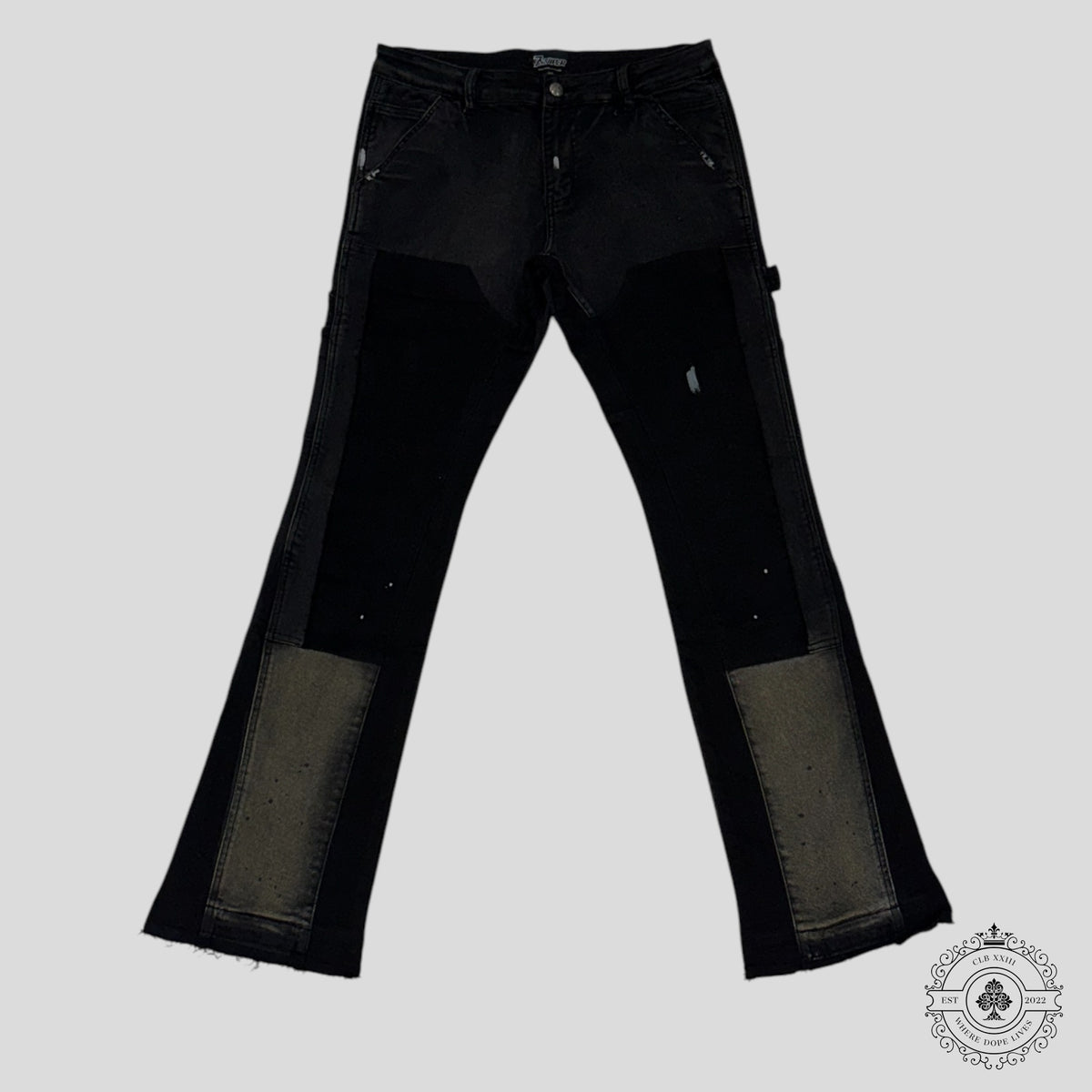 Triple Sevens x Sniper Gang Flared Denim Jeans in Black