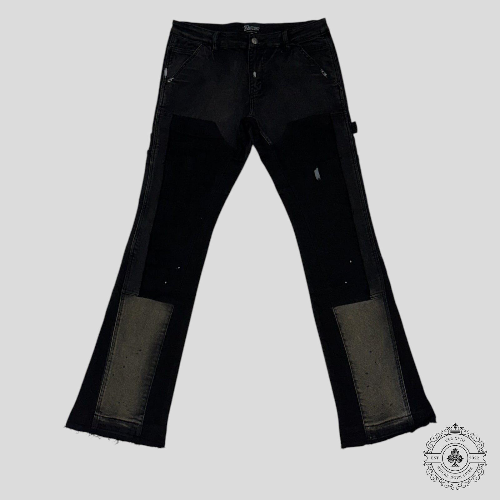 Triple Sevens x Sniper Gang Flared Denim Jeans in Black
