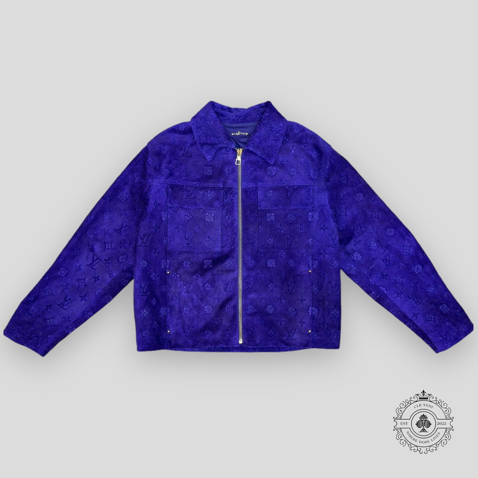 Louis Vuitton Workwear Monogram Embossed Suede Jacket in Purple