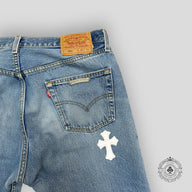 Chrome Hearts White Cross Patch Jeans