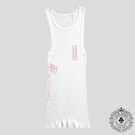 Chrome Hearts T Bar Rib Tank Top in White / Pink