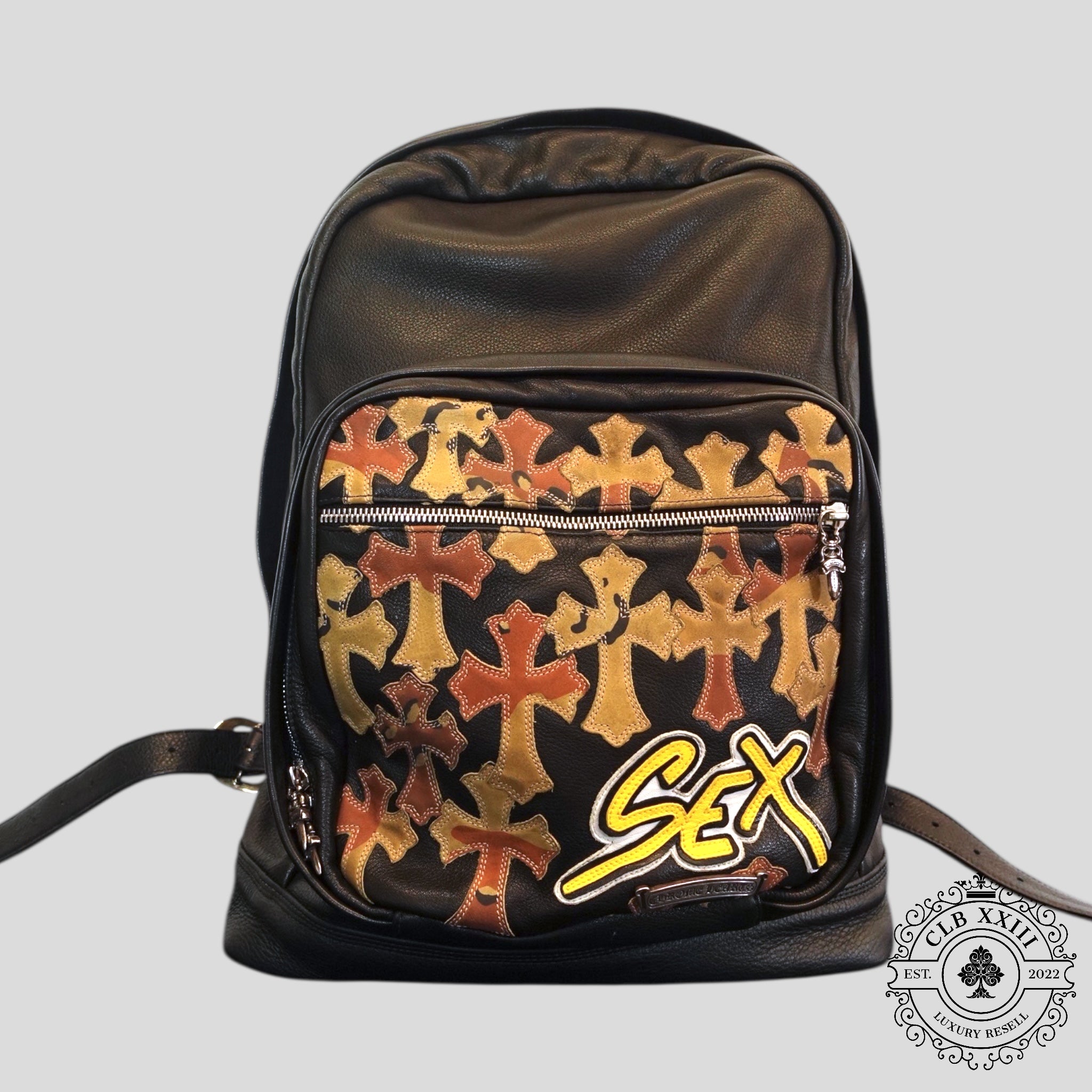 Chrome Hearts Sex Records Cross Patch Backpack in Black