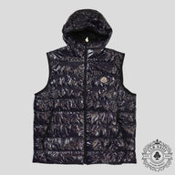 Moncler Hooded Puffer Vest in Navy Blue