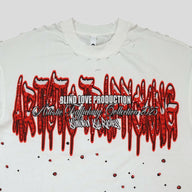 Blind Love Artistic Trafficking Rhinestone T-Shirt in White/Red