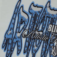 Blind Love Artistic Trafficking Rhinestone T-Shirt in White/Blue