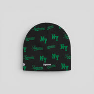 Supreme New Era Monogram Beanie in Black & Green