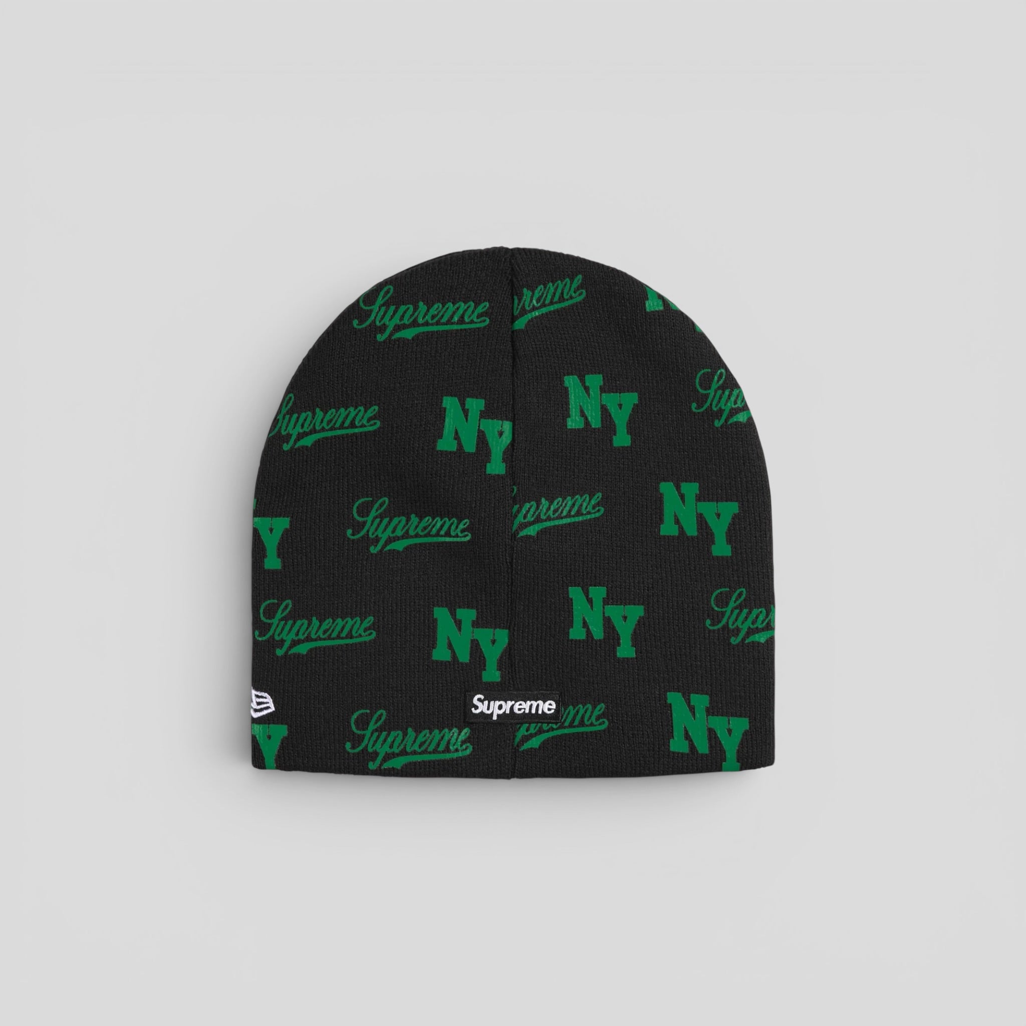 Supreme New Era Monogram Beanie in Black & Green