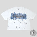 Blind Love Artistic Trafficking Rhinestone T-Shirt in White/Blue