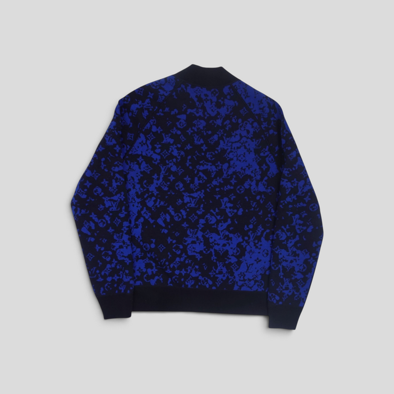 CLB XXIII Louis Vuitton reversible wool-blend bomber jacket in blue and black with jacquard monogram pattern