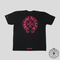 Chrome Hearts Horseshoe Logo Tee in Black/Pink