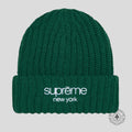Supreme Classic Logo Chunky Ribbed Beanie in Forest Green