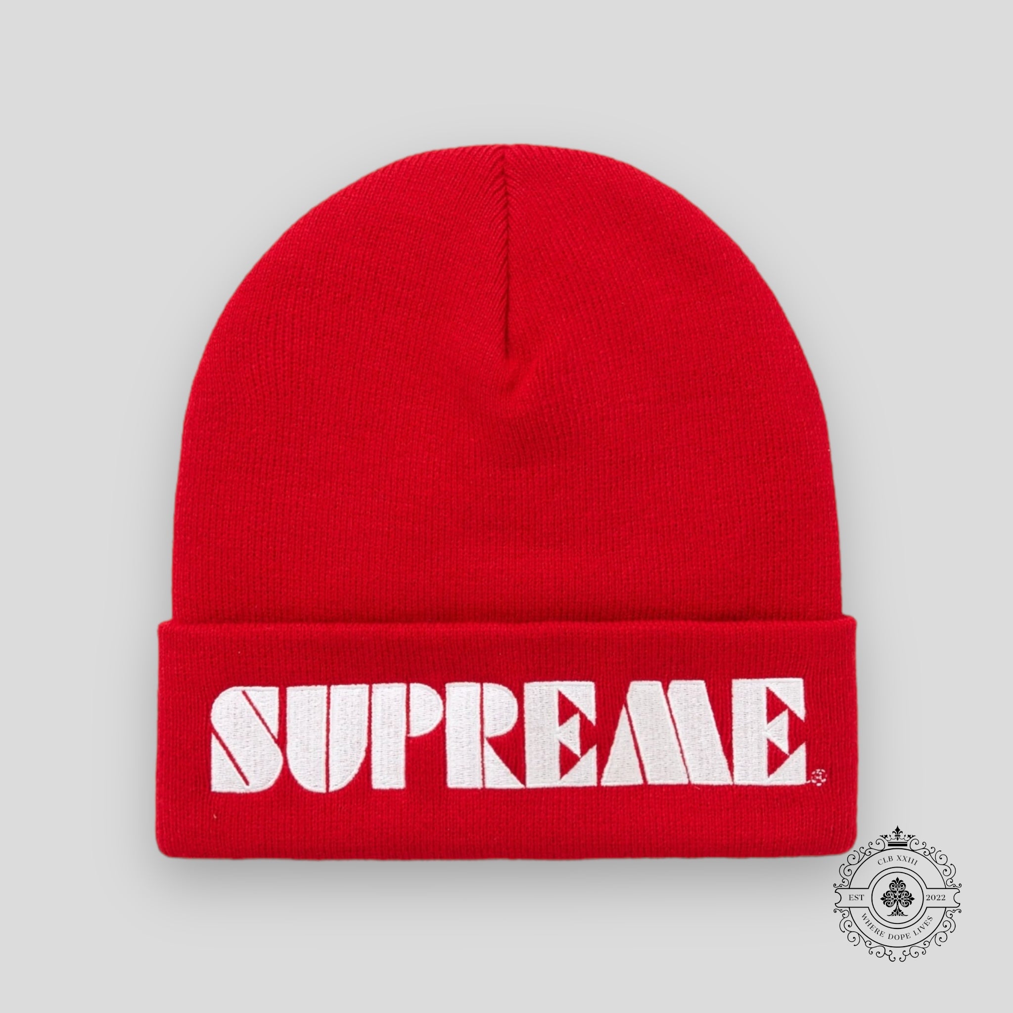 Supreme Stencil Beanie in Red