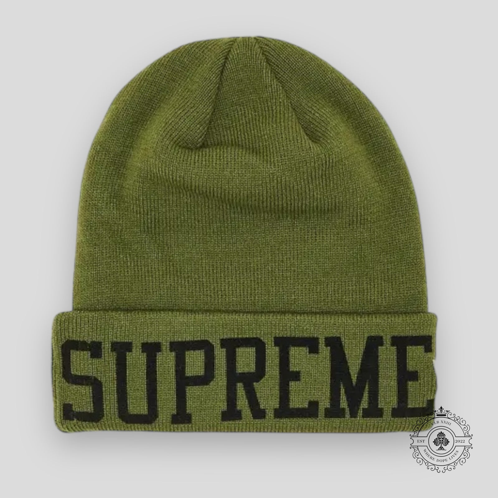 Supreme Varsity Printed Beanie in Olive