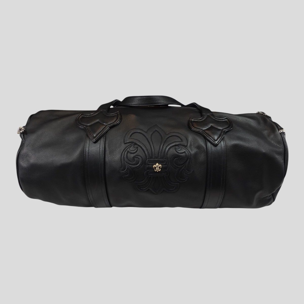 Chrome Hearts Fleur Patch Leather Duffle in Black